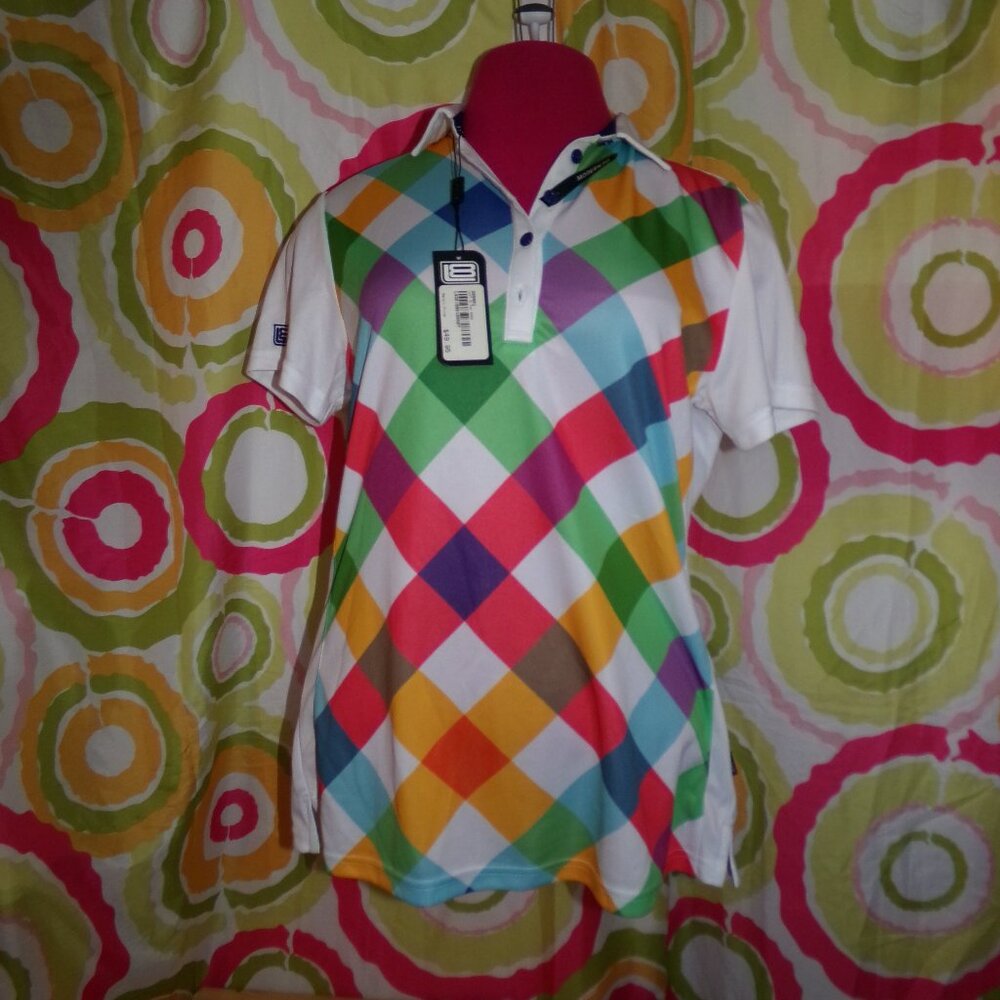 Loft 8 NWT Multi Colored Polo Shirt Sz L